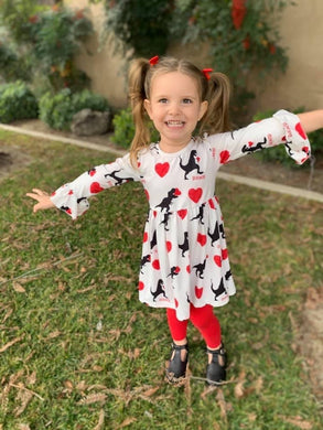 Dino and hearts valentine dress - You Are My Sunshine Boutique LLC