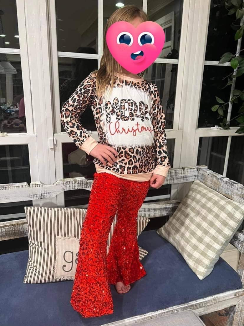 Preorder Merry Christmas outfit with sequin pants