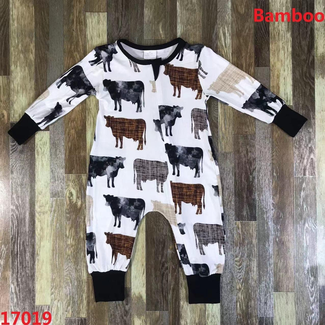 Preorder cow romper, bamboo material