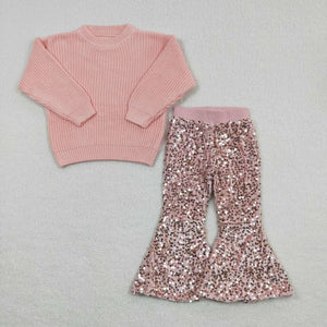Preorder sweater with sequin sparkle pants outfit