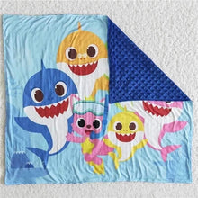 Load image into Gallery viewer, Little Shark Minky blanket, 30x30”