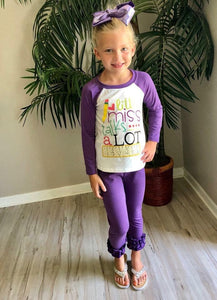 Little miss talks a lot outfit with ruffle pants - You Are My Sunshine Boutique LLC