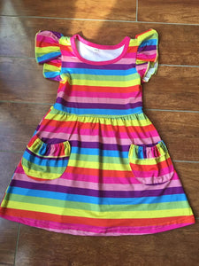 Rainbow dress with pockets - You Are My Sunshine Boutique LLC
