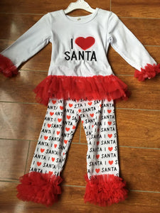 I love Santa outfit - You Are My Sunshine Boutique LLC