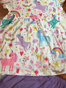 Unicorn and rainbow outfit with ruffle shorts - You Are My Sunshine Boutique LLC
