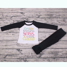 Load image into Gallery viewer, Bringing sass to the class outfit with black ruffle pants - You Are My Sunshine Boutique LLC