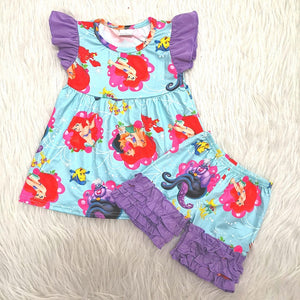 Mermaid outfit with ruffle shorts - You Are My Sunshine Boutique LLC