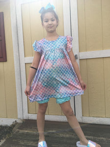 Mermaid outfit with ruffle shorts - You Are My Sunshine Boutique LLC