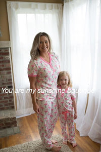 Adult flamingo pjs - You Are My Sunshine Boutique LLC