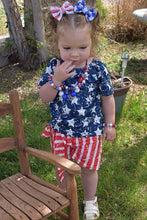 Load image into Gallery viewer, 4th of July, Star and stripes, red, white and blue outfi