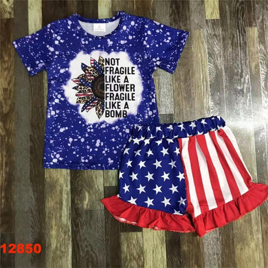 Preorder not fragile like a flower 4th of July outfit