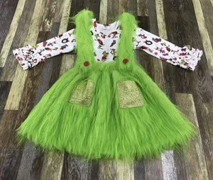 Grinch dress/overall(includes shirt)