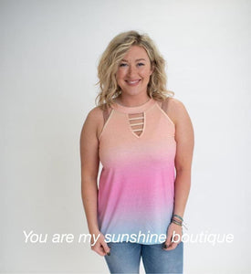 Rainbow keyhole tank top - You Are My Sunshine Boutique LLC