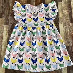Chicken dress with flutter sleeves