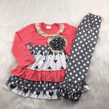 Load image into Gallery viewer, Coral arrow outfit with polkadot pants - You Are My Sunshine Boutique LLC