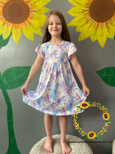 Dragonfly dress with flutter sleeves