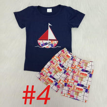 Load image into Gallery viewer, Embroidery sailboat outfit