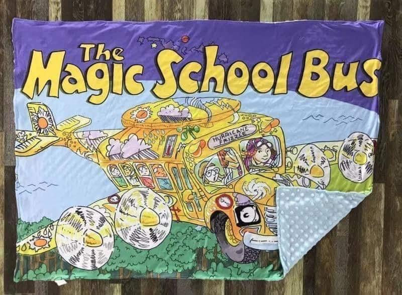 Yellow school bus Minky blanket, 30x40”