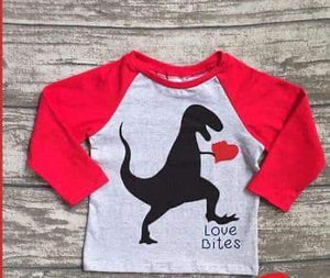 Unisex dino shirt with heart, love bites - You Are My Sunshine Boutique LLC