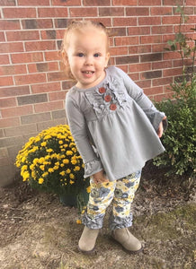 Grey floral outfit with ruffle pants - You Are My Sunshine Boutique LLC