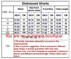 Denim Distressed shorts, light blue - You Are My Sunshine Boutique LLC