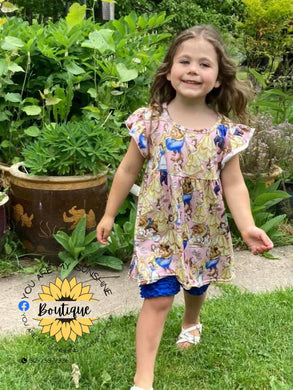 Beauty and the beast outfit with royal blue ruffle shorts