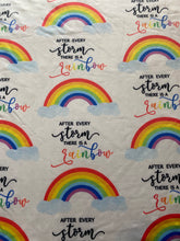 Load image into Gallery viewer, After every storm there is a rainbow baby  Minky blanket, 30x30”