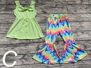 Tie dye outfit with green top - You Are My Sunshine Boutique LLC