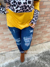 Load image into Gallery viewer, Denim distressed Jeans, dark blue with brown leopard - You Are My Sunshine Boutique LLC