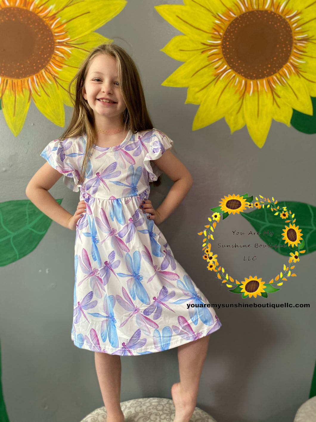 Dragonfly dress with flutter sleeves