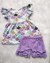 Load image into Gallery viewer, Mermaid outfit with purple ruffle shorts - You Are My Sunshine Boutique LLC