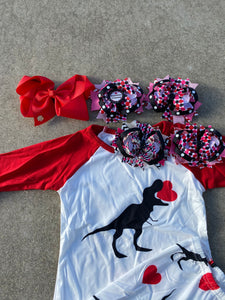 Dino and hearts Valentine outfit - You Are My Sunshine Boutique LLC