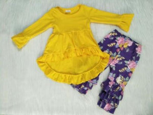 Hi-low dress with floral ruffle pants - You Are My Sunshine Boutique LLC