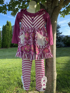 Plum floral and stripes outfit - You Are My Sunshine Boutique LLC