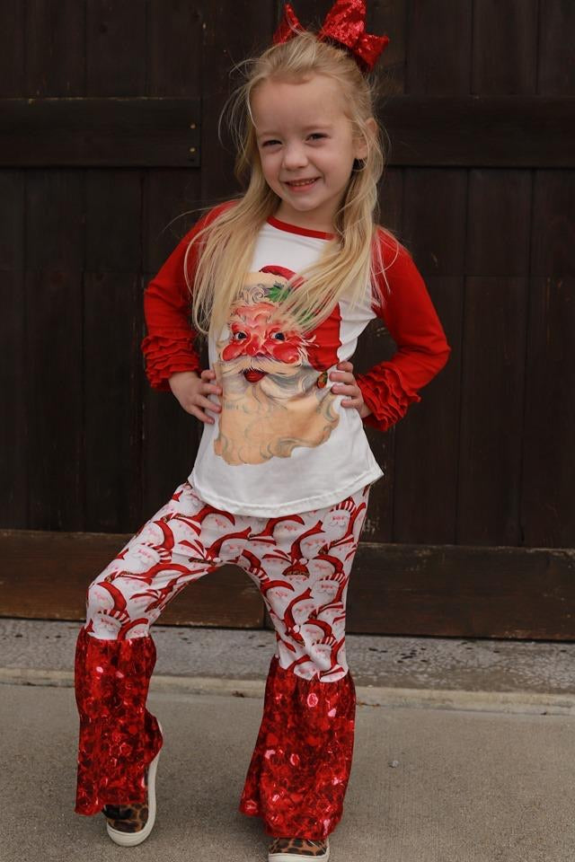 Red santa face outfit - You Are My Sunshine Boutique LLC