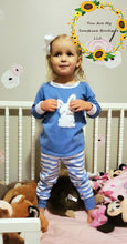 Load image into Gallery viewer, Embroidery Easter bunny pjs, blue - You Are My Sunshine Boutique LLC