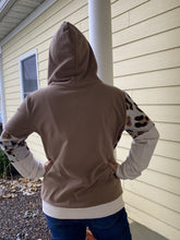 Load image into Gallery viewer, Color block hoodie with zipper, brown - You Are My Sunshine Boutique LLC