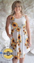 Load image into Gallery viewer, Sunflower dress with pockets, white