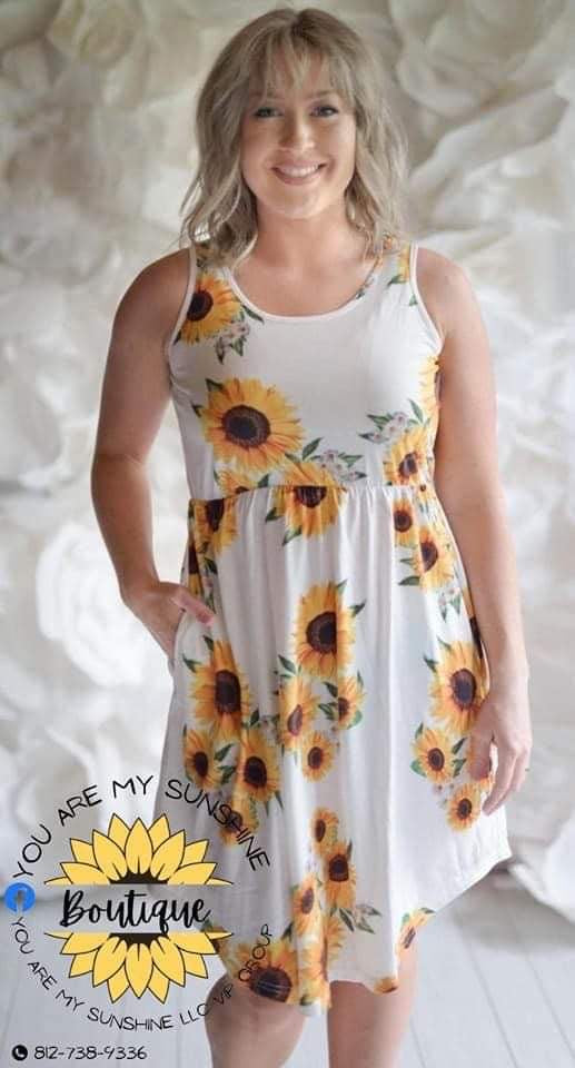 Sunflower dress with pockets, white