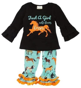 Just a girl who loves horses outfit - You Are My Sunshine Boutique LLC