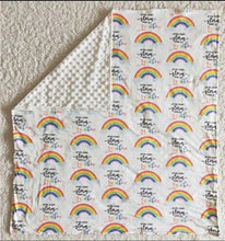 Load image into Gallery viewer, After every storm there is a rainbow baby  Minky blanket, 30x30”