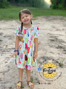 Ice cream popsicles dress with flutter sleeves