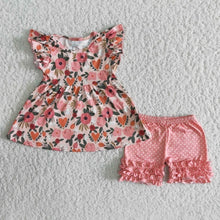 Load image into Gallery viewer, Floral outfit with ruffle shorts