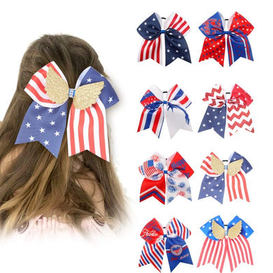 4th of July bows with pony holder