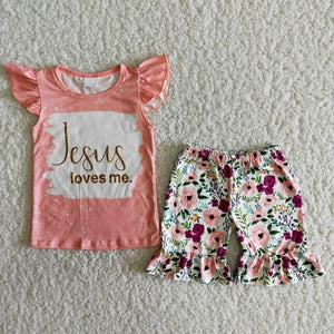 Jesus loves me Easter outfit - You Are My Sunshine Boutique LLC