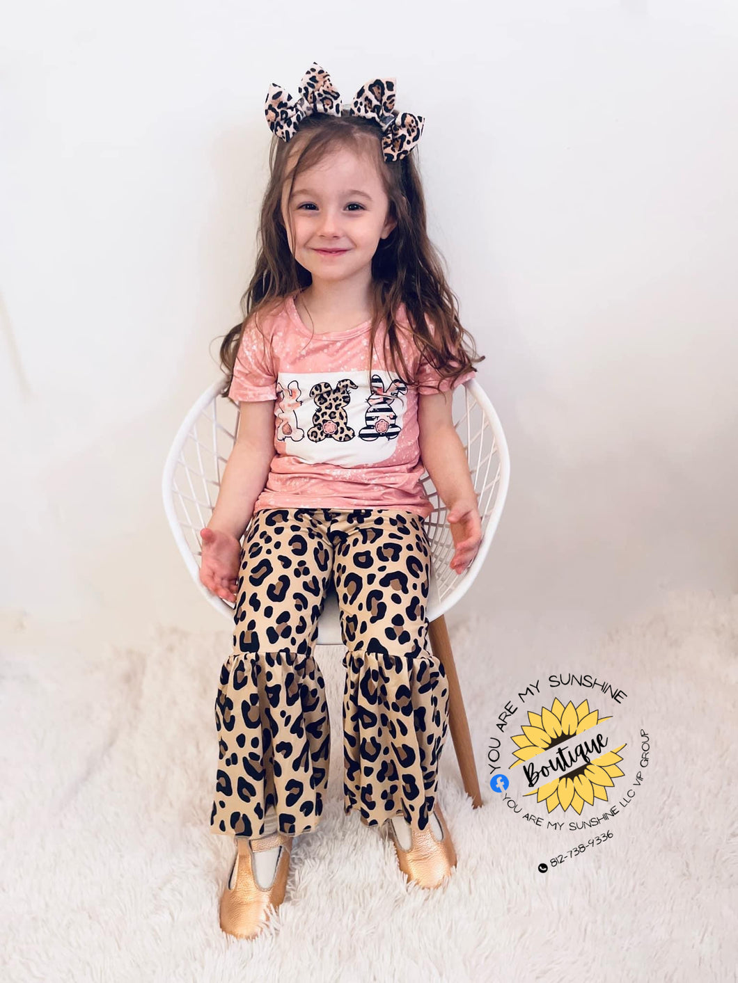 Easter bunny outfit with leopard pants - You Are My Sunshine Boutique LLC
