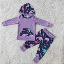 Load image into Gallery viewer, Purple dinosaur jogger outfit - You Are My Sunshine Boutique LLC