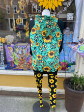 Load image into Gallery viewer, Turquoise sunflowers zip up hoodie