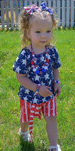 Load image into Gallery viewer, 4th of July, Star and stripes, red, white and blue outfi