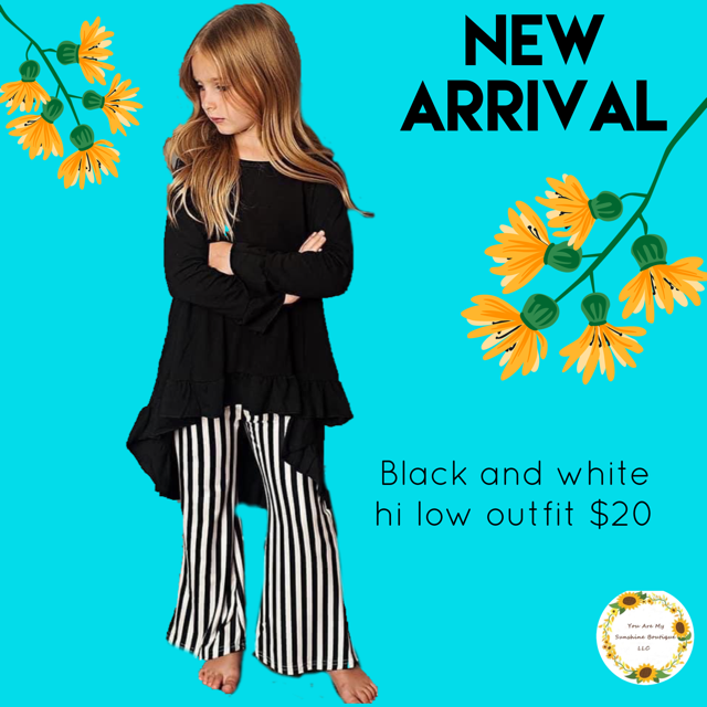 Black and white hi-low outfit - You Are My Sunshine Boutique LLC
